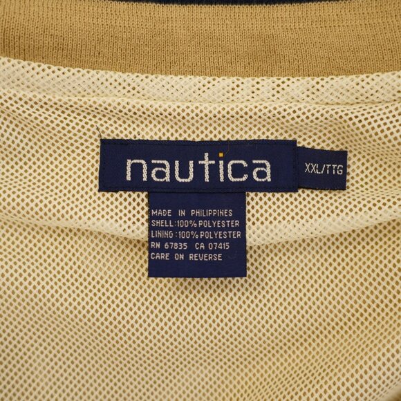 Nautica 2XL Tan Crew Neck Pullover Windbreaker Jacket Fitted Waist Mesh Lined - Picture 11 of 12